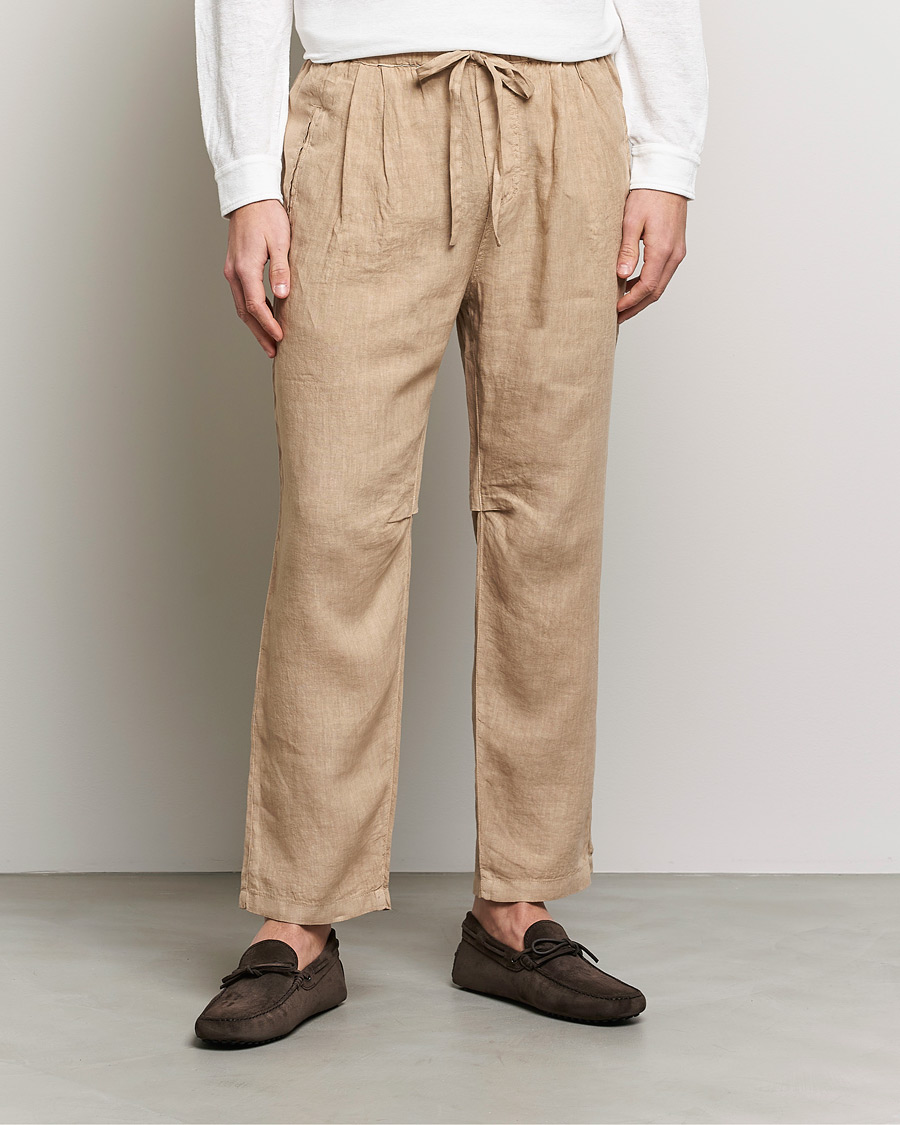 Herre |  | Massimo Alba | Keywest Linen Drawstring Pants Sand