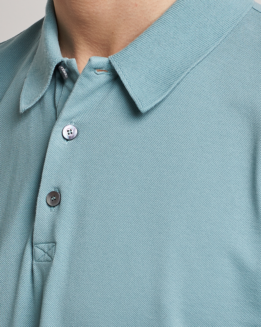 Herre | Pikéer | Piacenza Cashmere | Portofino Short Sleeve Polo Light Blue
