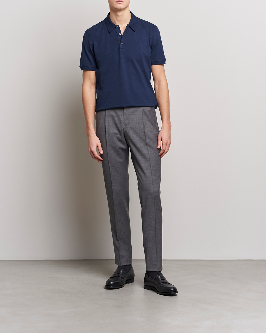 Herre | Pikéer | Piacenza Cashmere | Portofino Short Sleeve Polo Navy