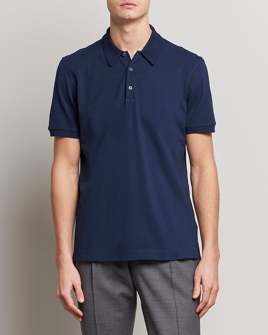 Herre | Pikéer | Piacenza Cashmere | Portofino Short Sleeve Polo Navy