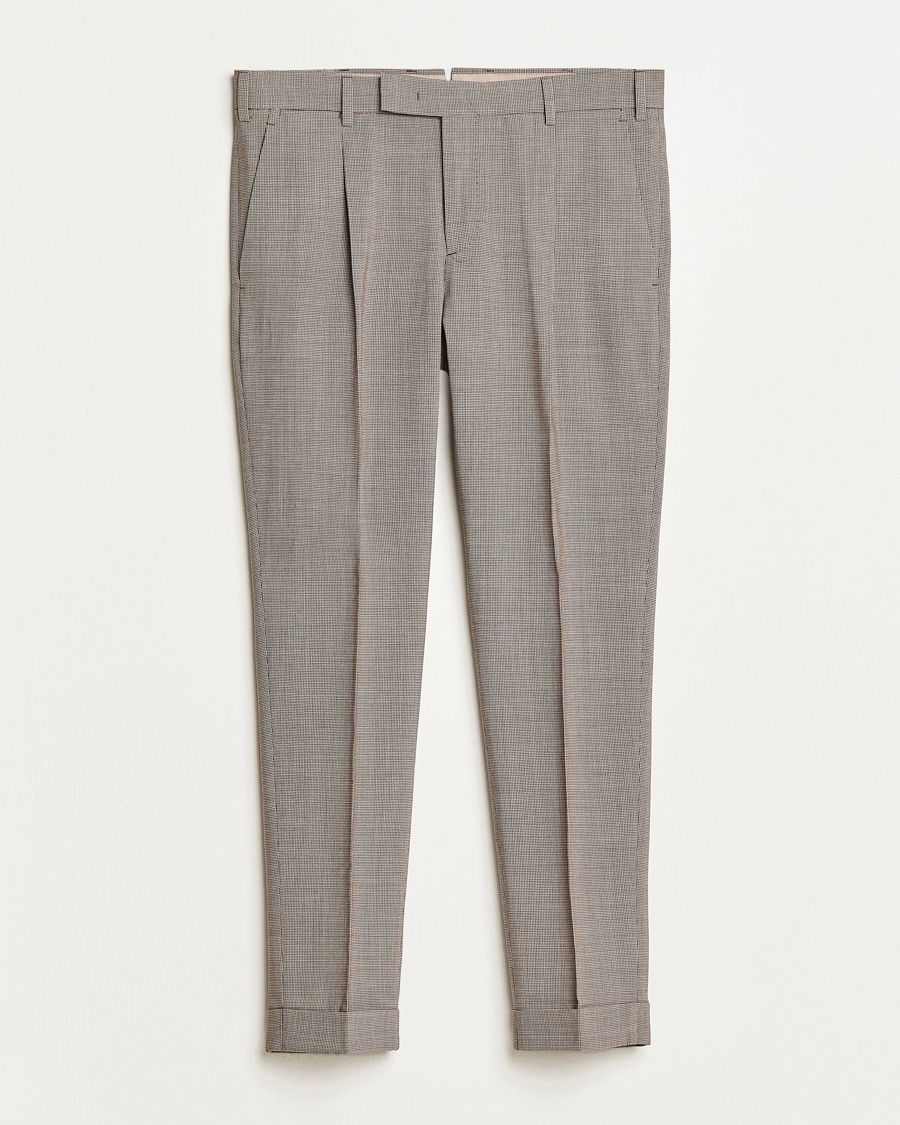 Herre | Bukser | PT01 | Slim Fit Pleated Soft Wool Trousers Beige