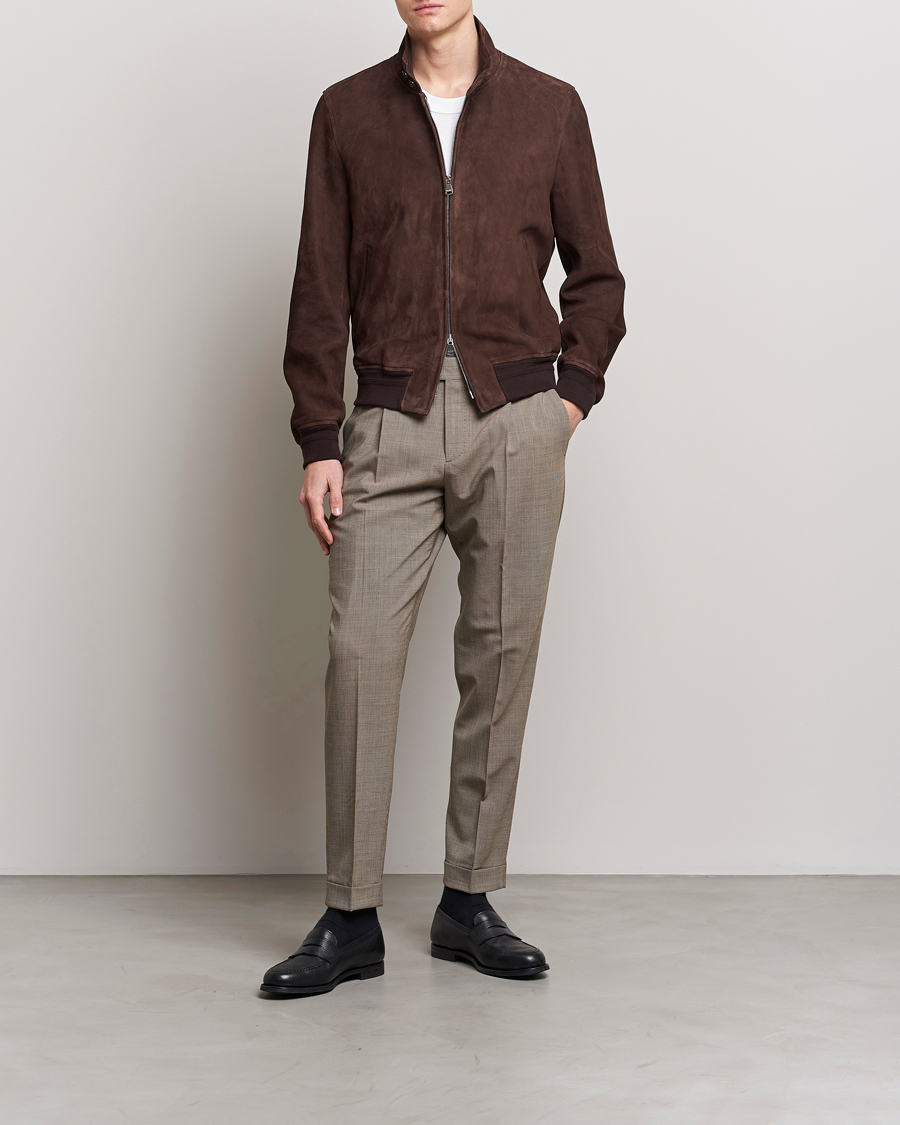 Herre | Bukser | PT01 | Slim Fit Pleated Soft Wool Trousers Beige
