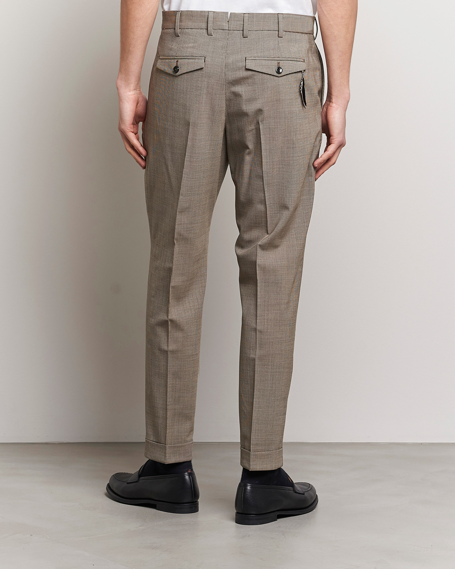 Herre | Bukser | PT01 | Slim Fit Pleated Soft Wool Trousers Beige