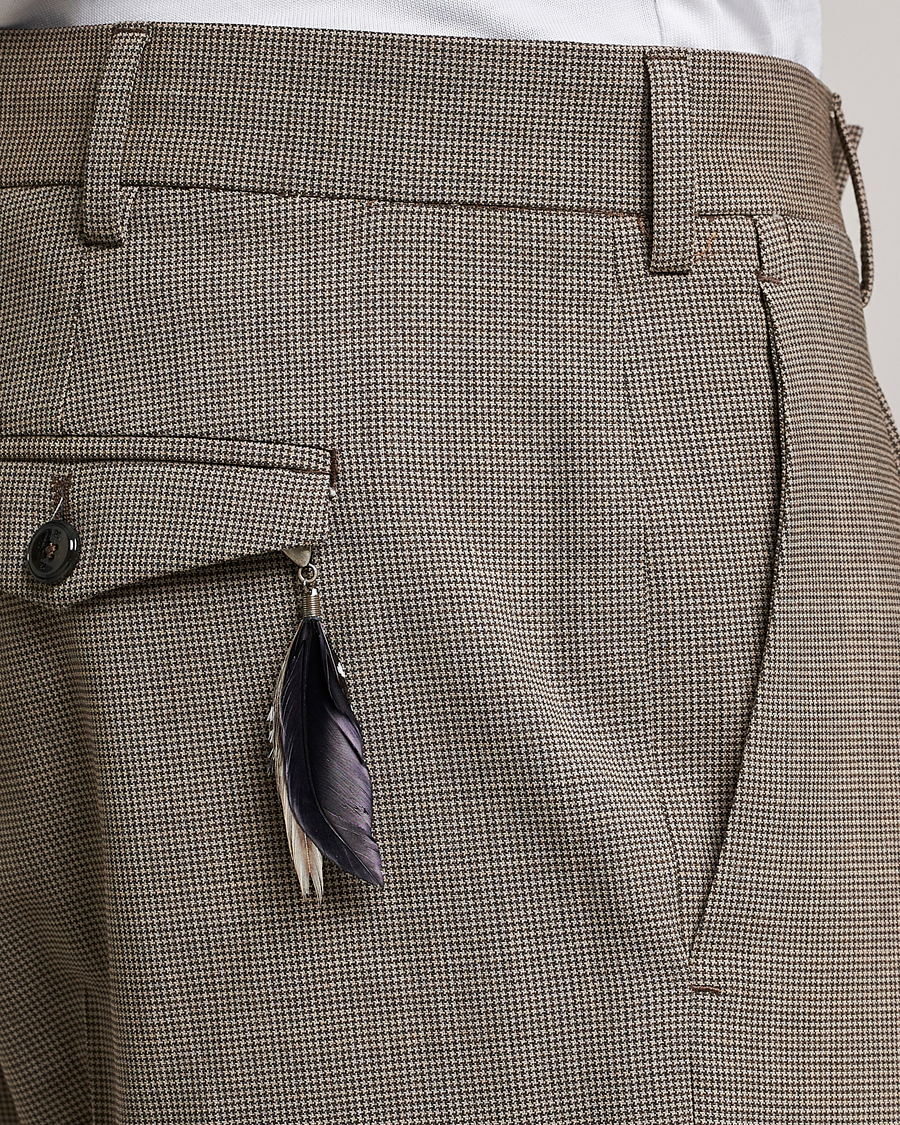 Herre | Bukser | PT01 | Slim Fit Pleated Soft Wool Trousers Beige