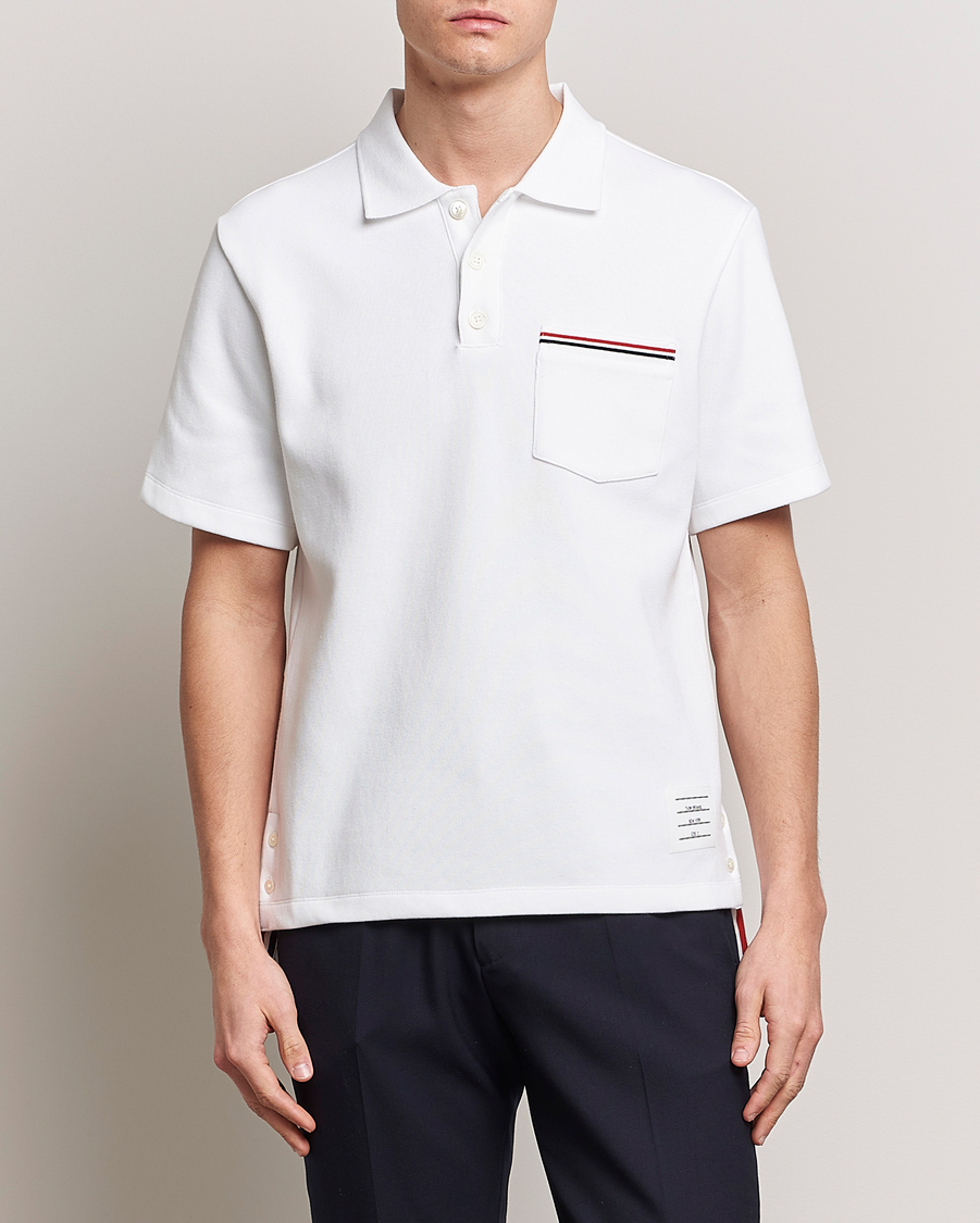 Herre |  | Thom Browne | Short Sleeve Pocket Polo White