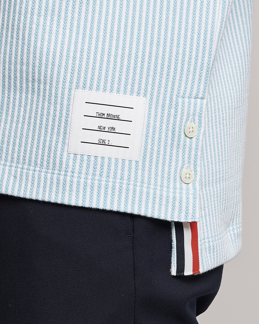 Herre | Pikéer | Thom Browne | Short Sleeve Seersucker Polo Light Blue