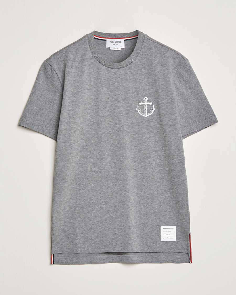 Herre | T-Shirts | Thom Browne | Anchor Embroidered T-Shirt Light Grey