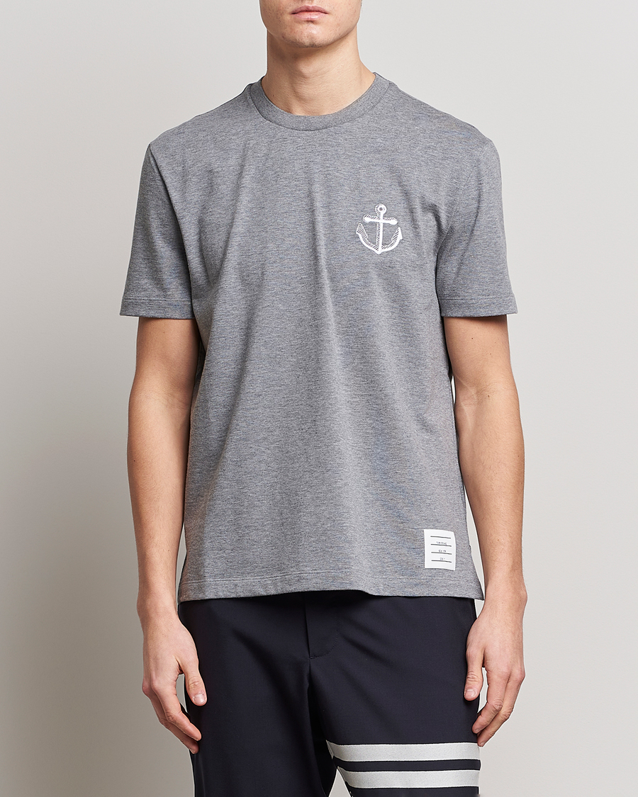 Herre | Thom Browne | Thom Browne | Anchor Embroidered T-Shirt Light Grey
