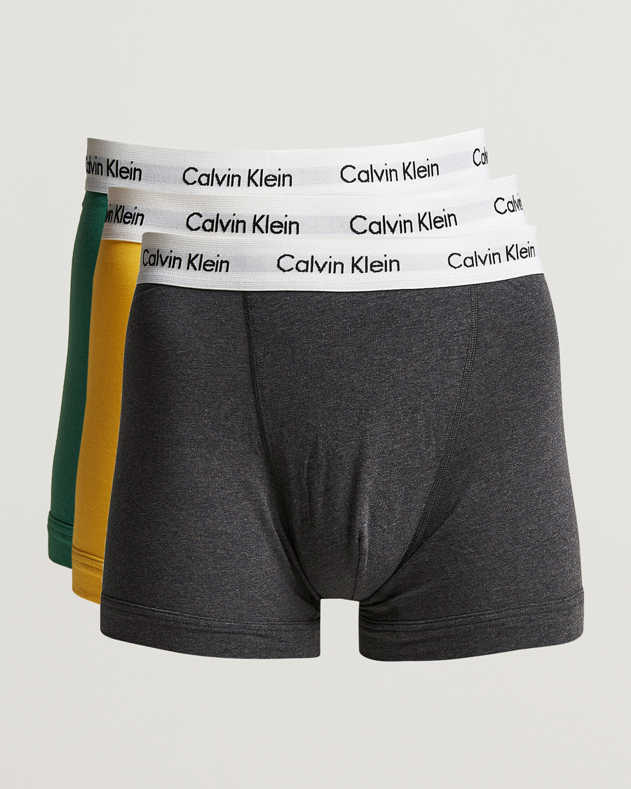 Herre | Undertøy | Calvin Klein | Cotton Stretch Trunk 3-Pack Charcoal/Yellow/Green