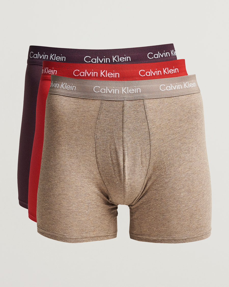 Herre | Undertøy | Calvin Klein | Cotton Stretch 3-Pack Boxer Breif Plum/Red/Beige