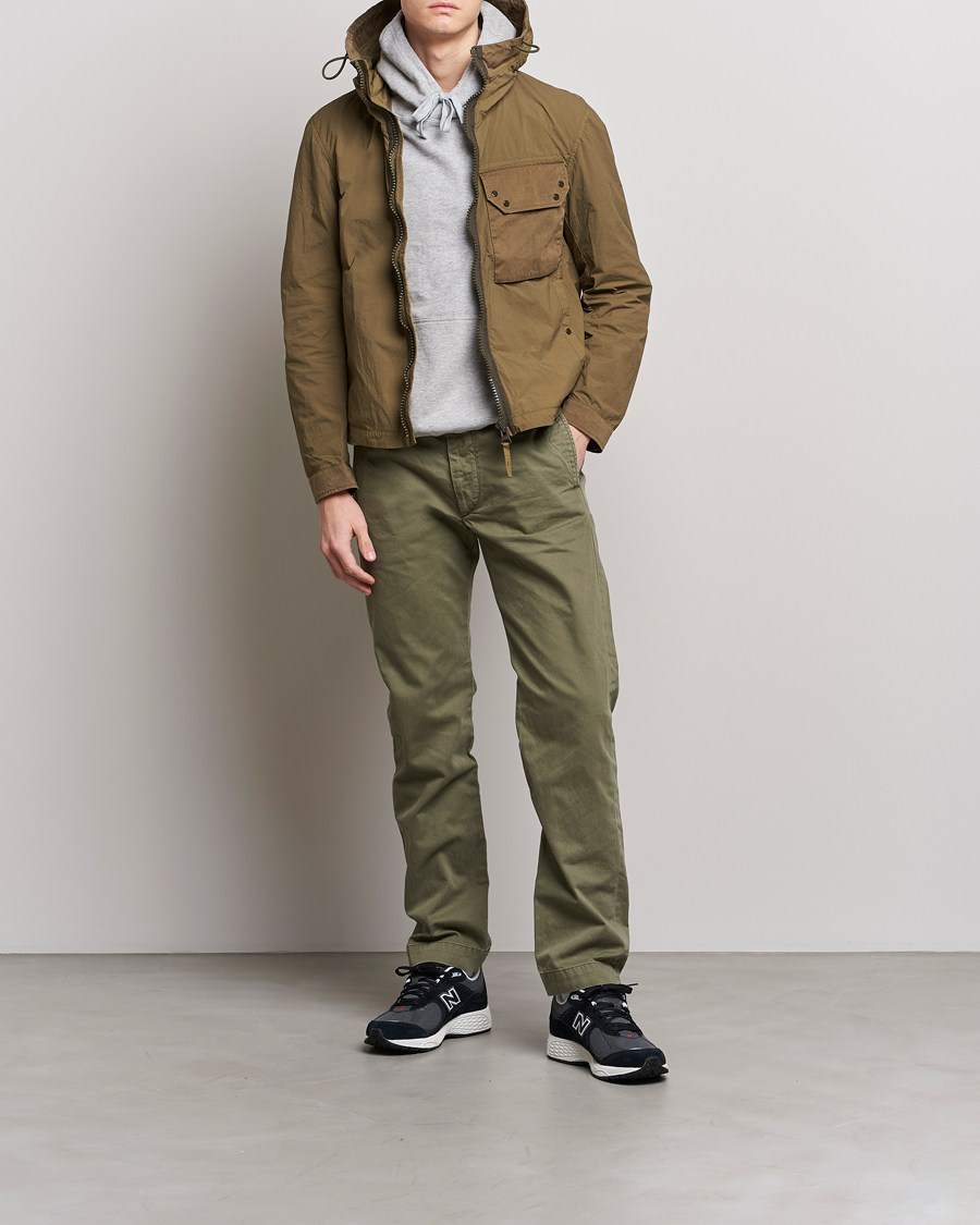 Herre | Jakker | Ten c | Garment Dyed Nylon Hooded Jacket Olive