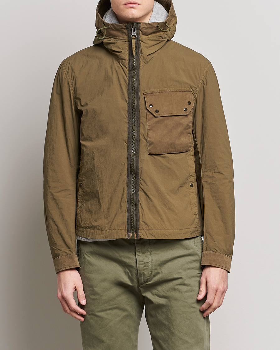 Herre | Jakker | Ten c | Garment Dyed Nylon Hooded Jacket Olive
