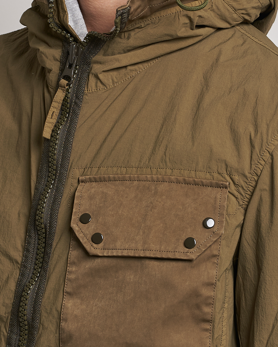 Herre | Jakker | Ten c | Garment Dyed Nylon Hooded Jacket Olive