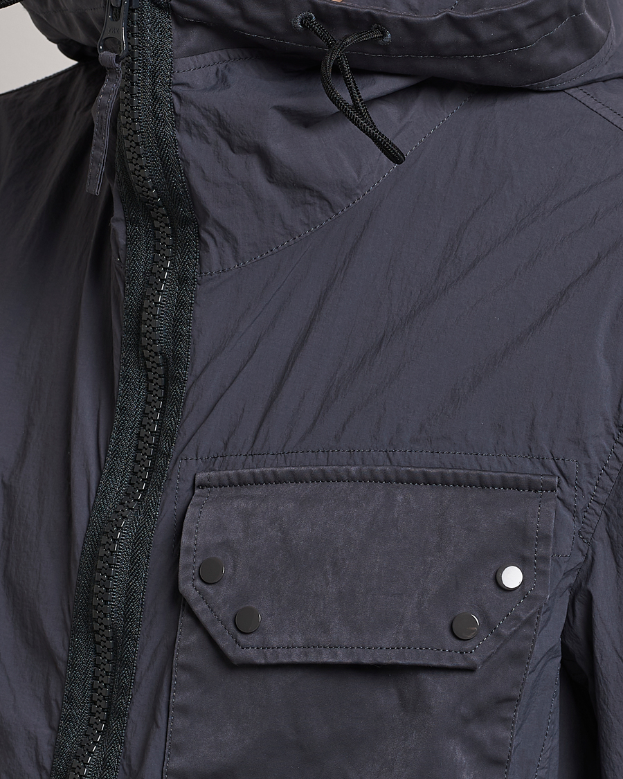Herre | Jakker | Ten c | Garment Dyed Nylon Hooded Jacket Blue Grey
