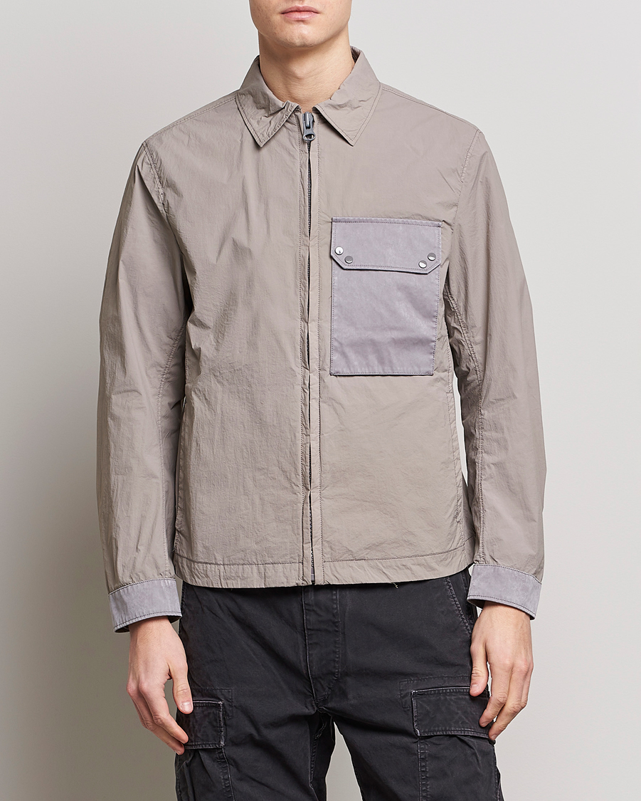 Herre | Ten c | Ten c | Garment Dyed Nylon Jacket Light Grey