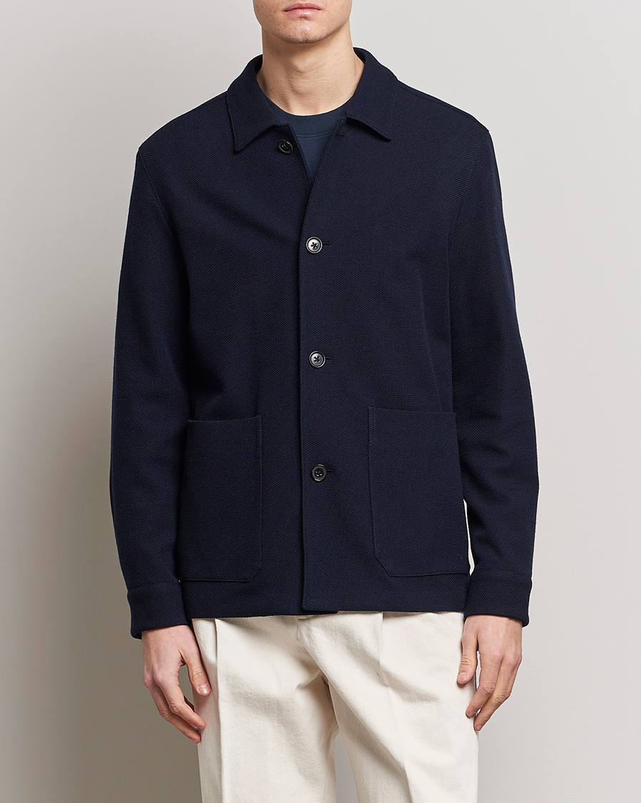 Herre |  | Zegna | Wool Jersey Chore Jacket Navy