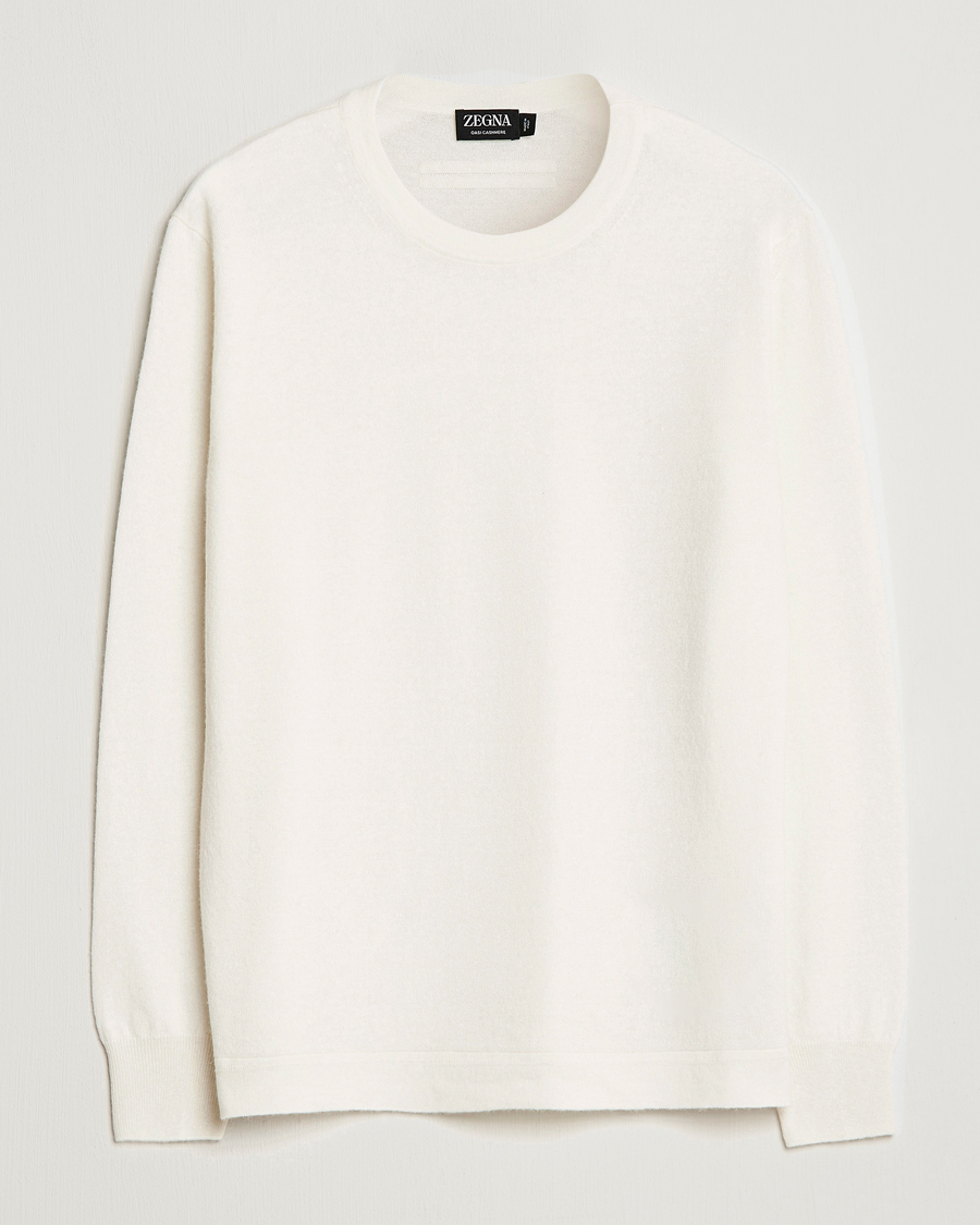 Herre | Gensere | Zegna | Oasi Cashmere/Linen Crew Neck Sweater Off White