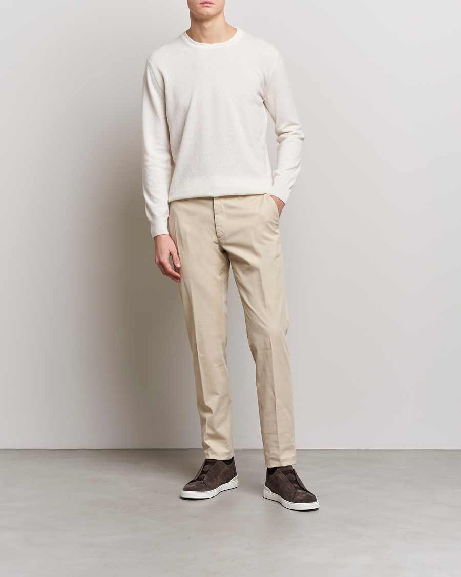 Herre | Gensere | Zegna | Oasi Cashmere/Linen Crew Neck Sweater Off White