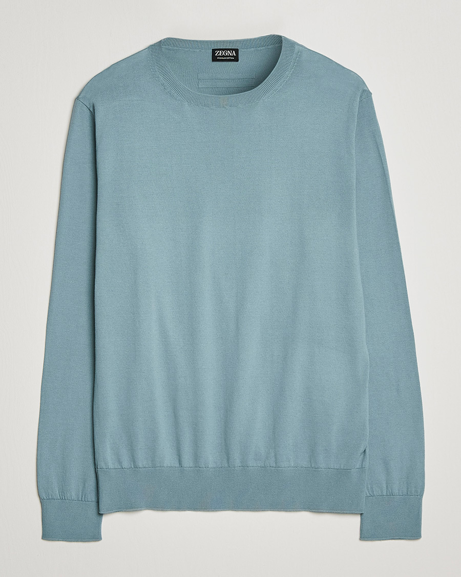 Herre | Gensere | Zegna | Premium Cotton Crew Neck Sweater Teal
