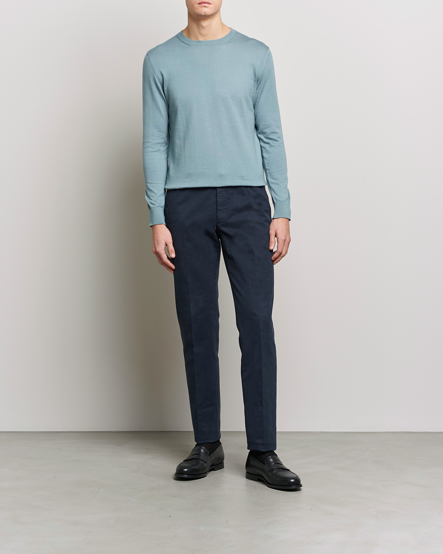 Herre | Gensere | Zegna | Premium Cotton Crew Neck Sweater Teal