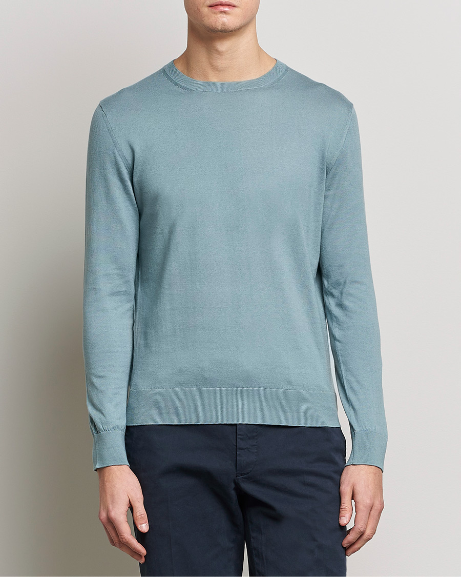 Herre | Gensere | Zegna | Premium Cotton Crew Neck Sweater Teal