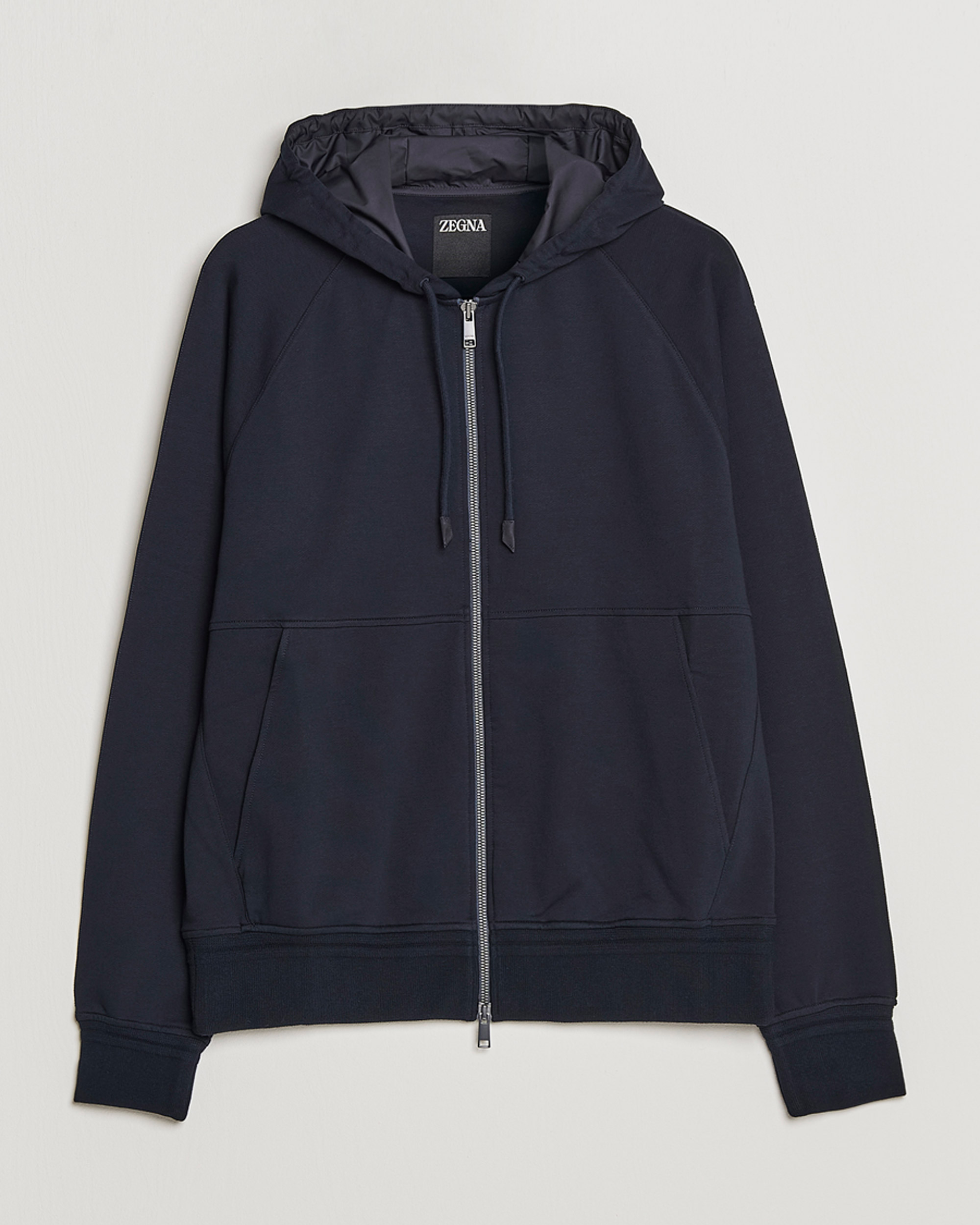 Herre | Gensere | Zegna | Cotton Stretch Zip Hoodie Navy