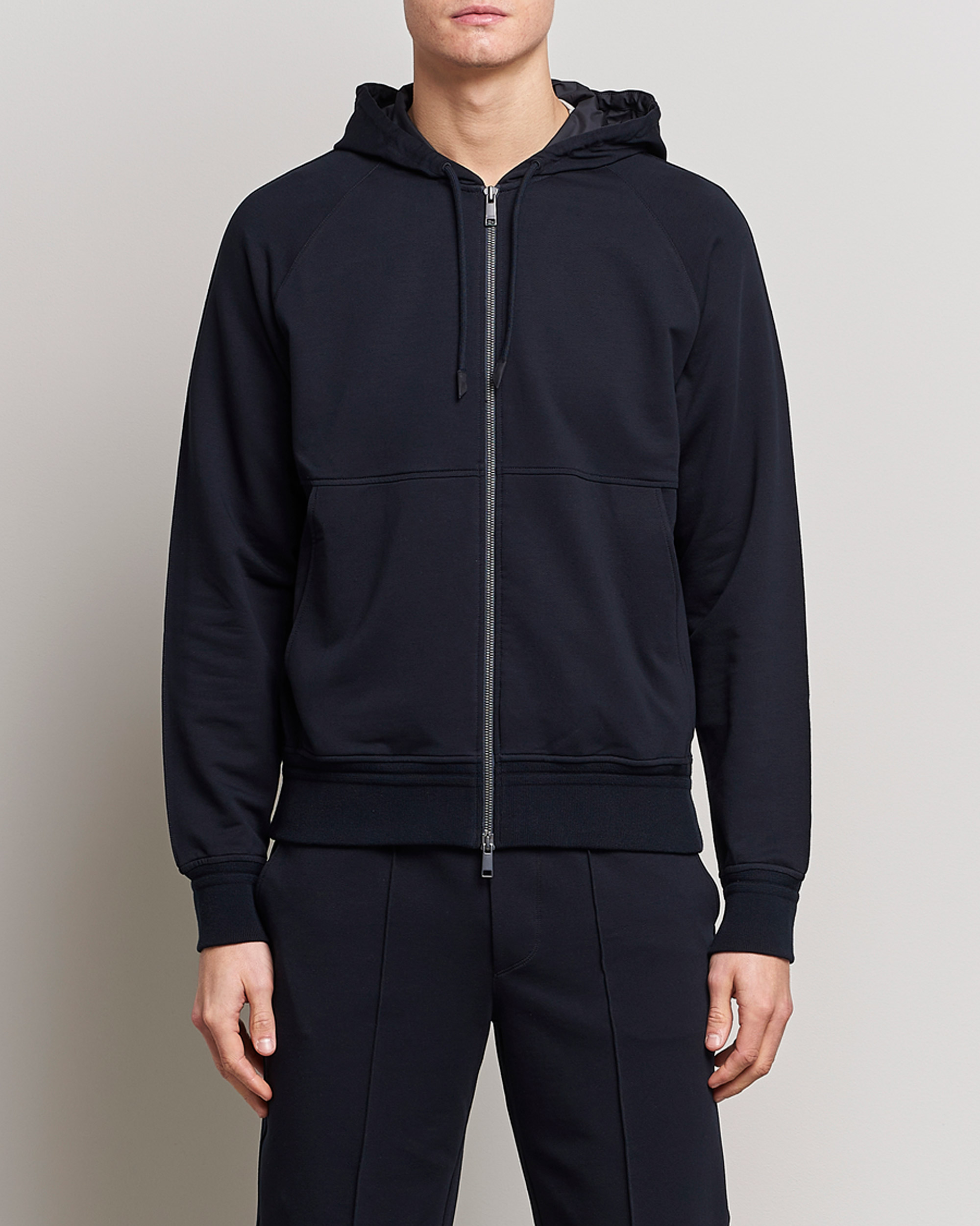 Herre | Gensere | Zegna | Cotton Stretch Zip Hoodie Navy