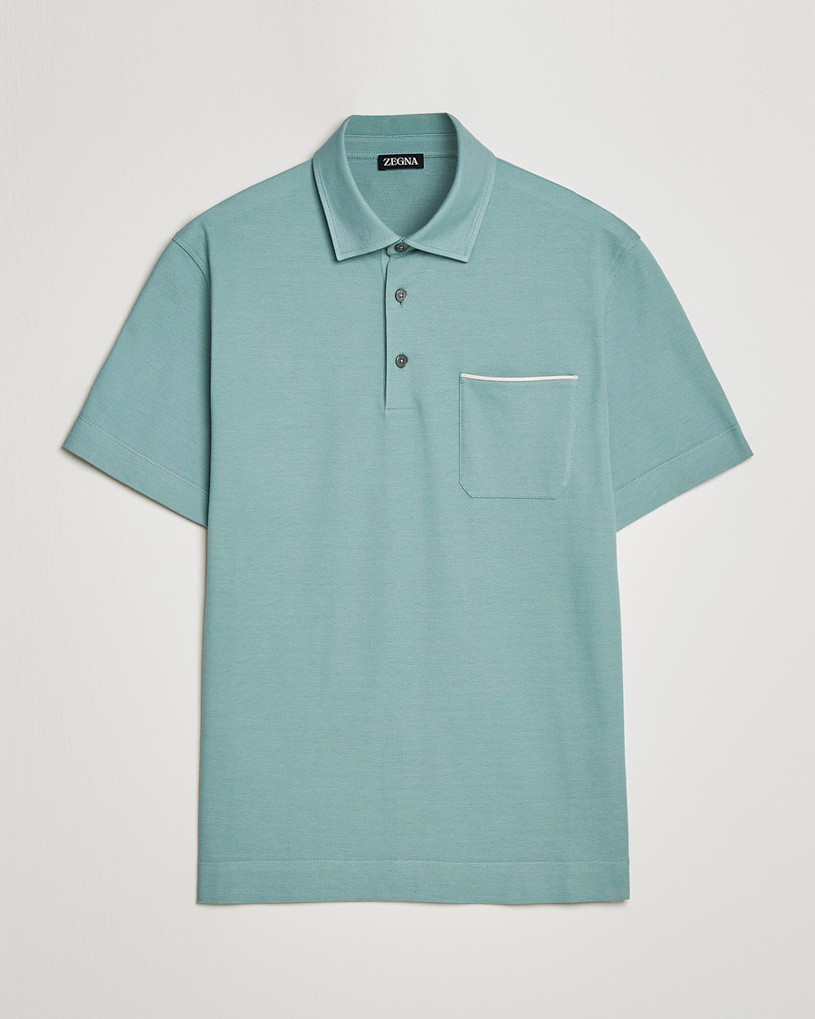 Herre | Pikéer | Zegna | Short Sleeve Pocket Polo Teal