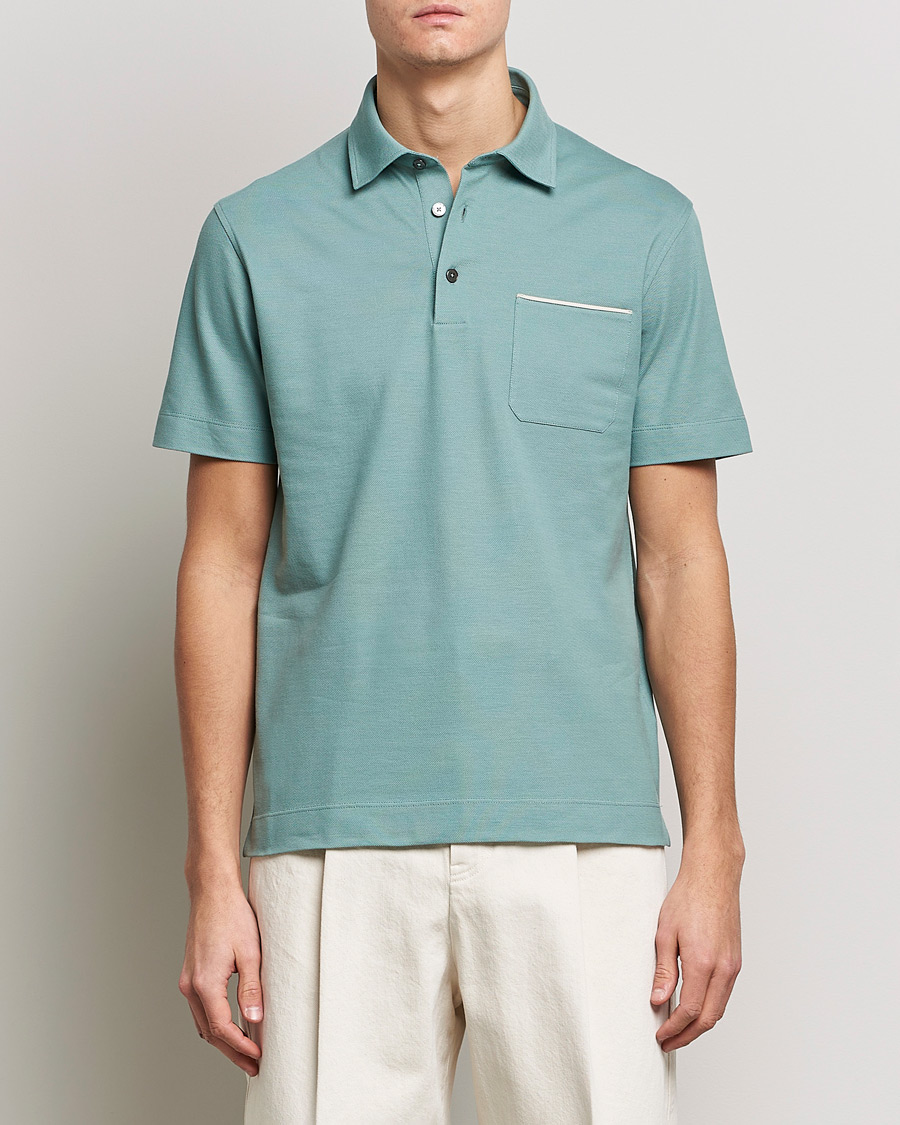 Herre | Pikéer | Zegna | Short Sleeve Pocket Polo Teal