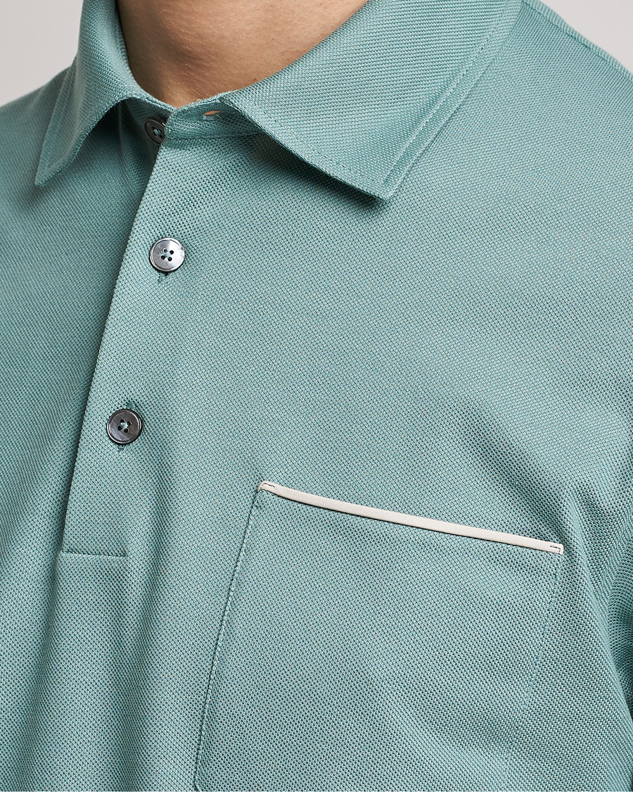 Herre | Pikéer | Zegna | Short Sleeve Pocket Polo Teal
