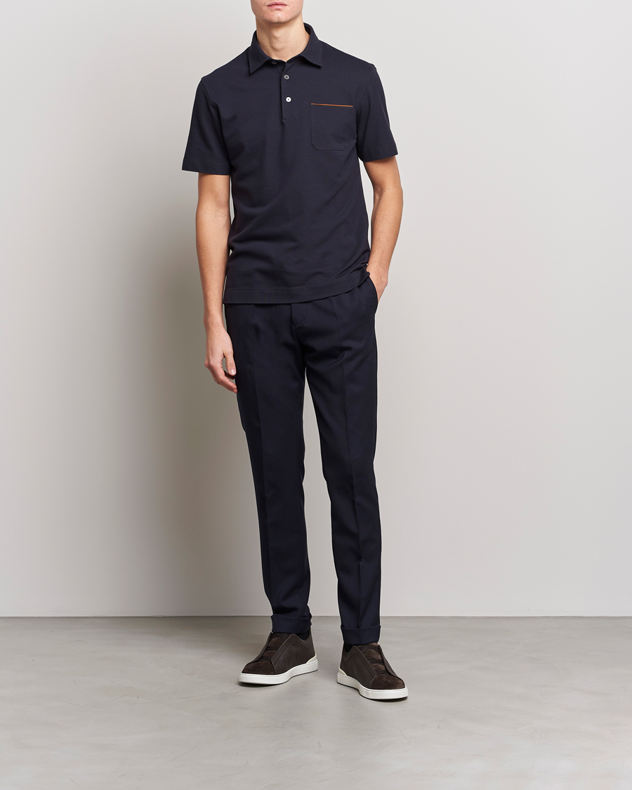Herre | Pikéer | Zegna | Short Sleeve Pocket Polo Navy