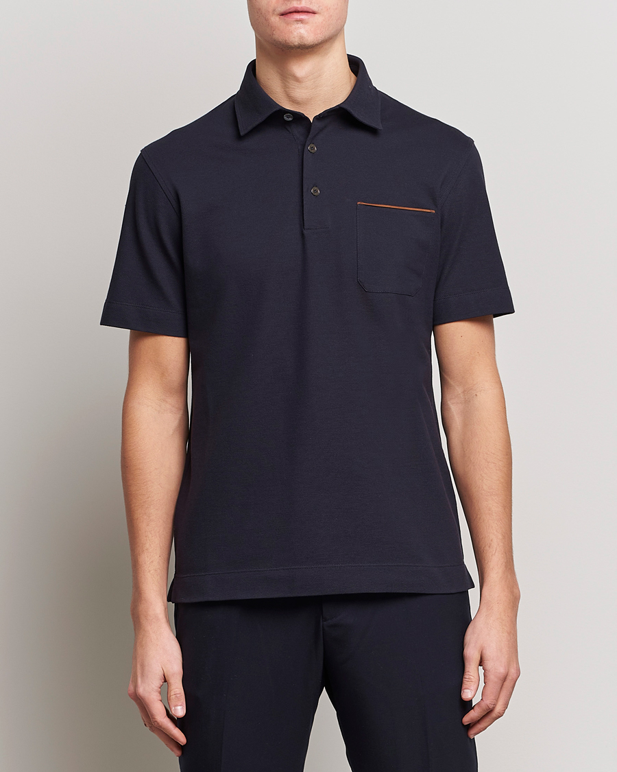 Herre | Pikéer | Zegna | Short Sleeve Pocket Polo Navy