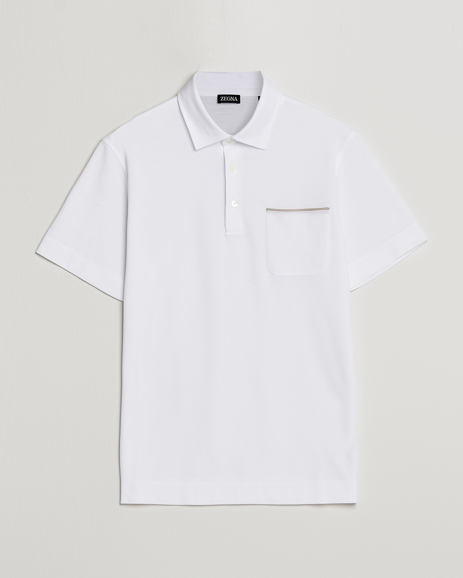 Herre | Pikéer | Zegna | Short Sleeve Pocket Polo White