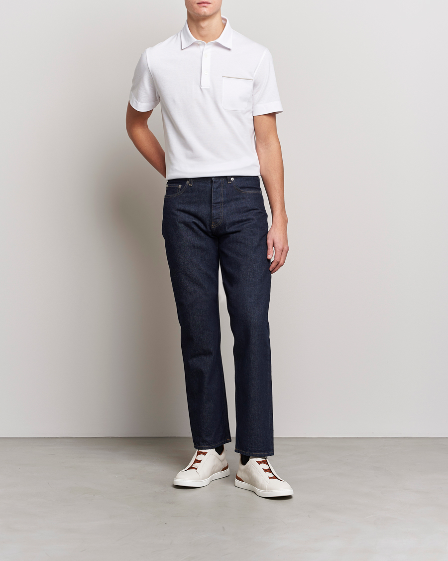 Herre | Pikéer | Zegna | Short Sleeve Pocket Polo White