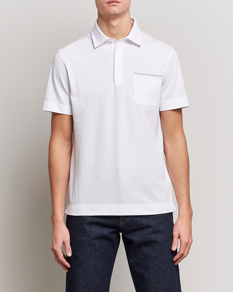 Herre | Pikéer | Zegna | Short Sleeve Pocket Polo White