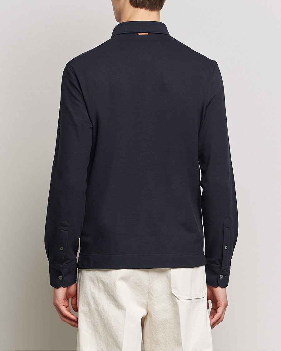 Herre | Gensere | Zegna | Long Sleeve Pocket Polo Navy