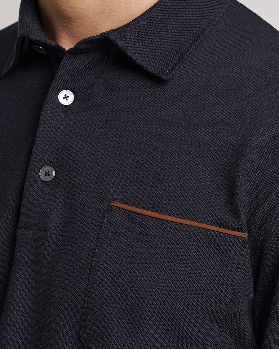 Herre | Gensere | Zegna | Long Sleeve Pocket Polo Navy