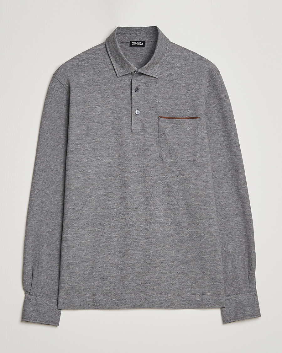 Herre | Gensere | Zegna | Long Sleeve Pocket Polo Heather Grey