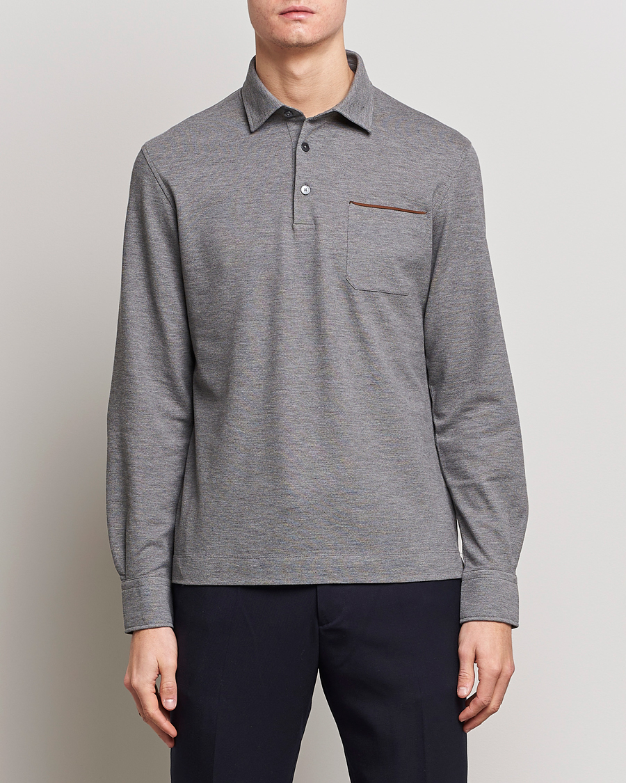 Herre | Gensere | Zegna | Long Sleeve Pocket Polo Heather Grey