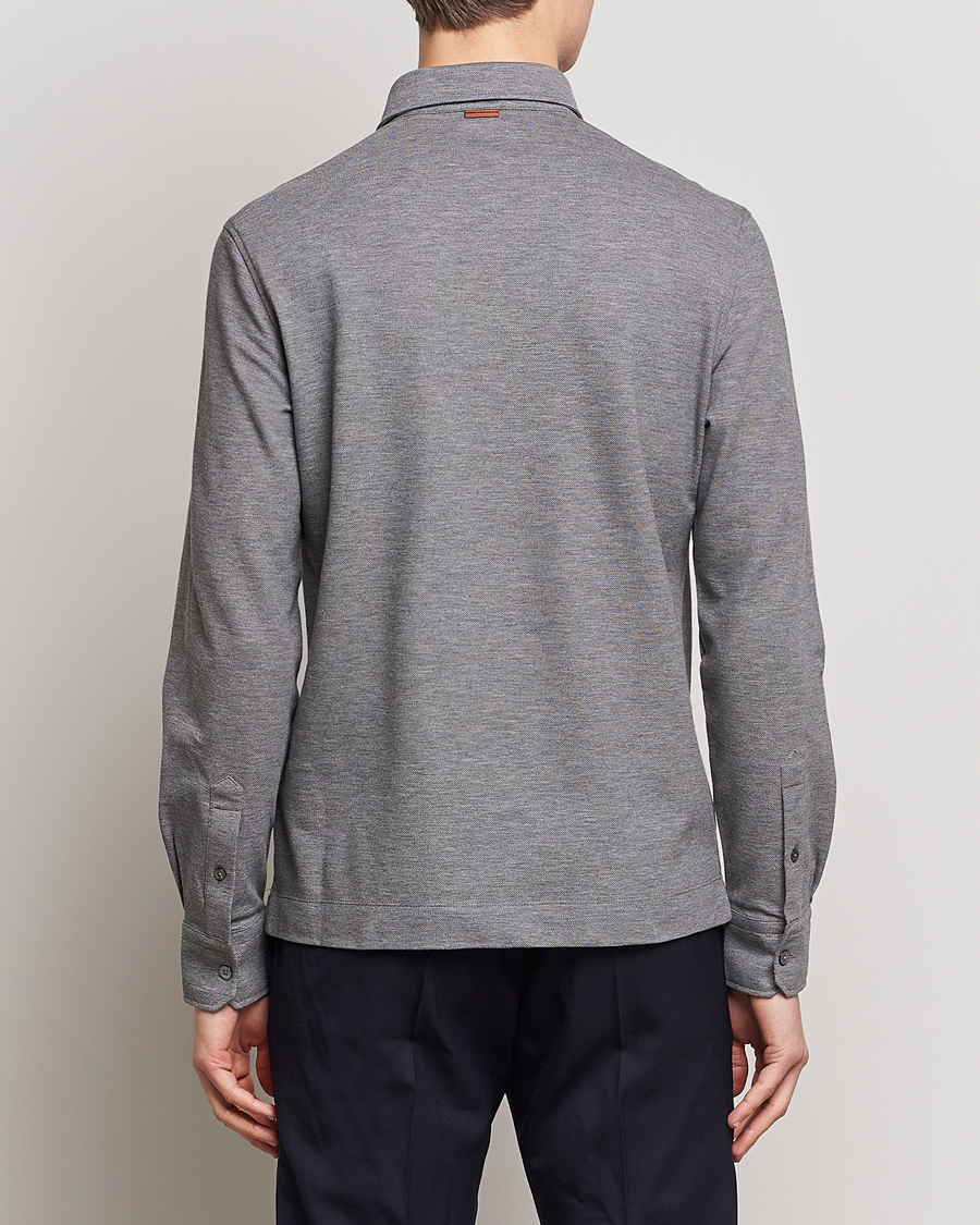 Herre | Gensere | Zegna | Long Sleeve Pocket Polo Heather Grey