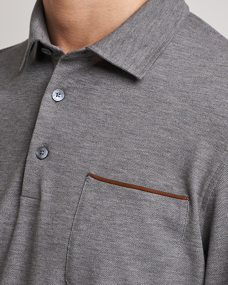 Herre | Gensere | Zegna | Long Sleeve Pocket Polo Heather Grey