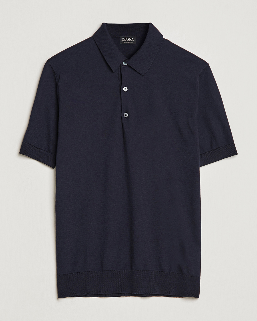 Herre | Pikéer | Zegna | Premium Cotton Knitted Polo Navy