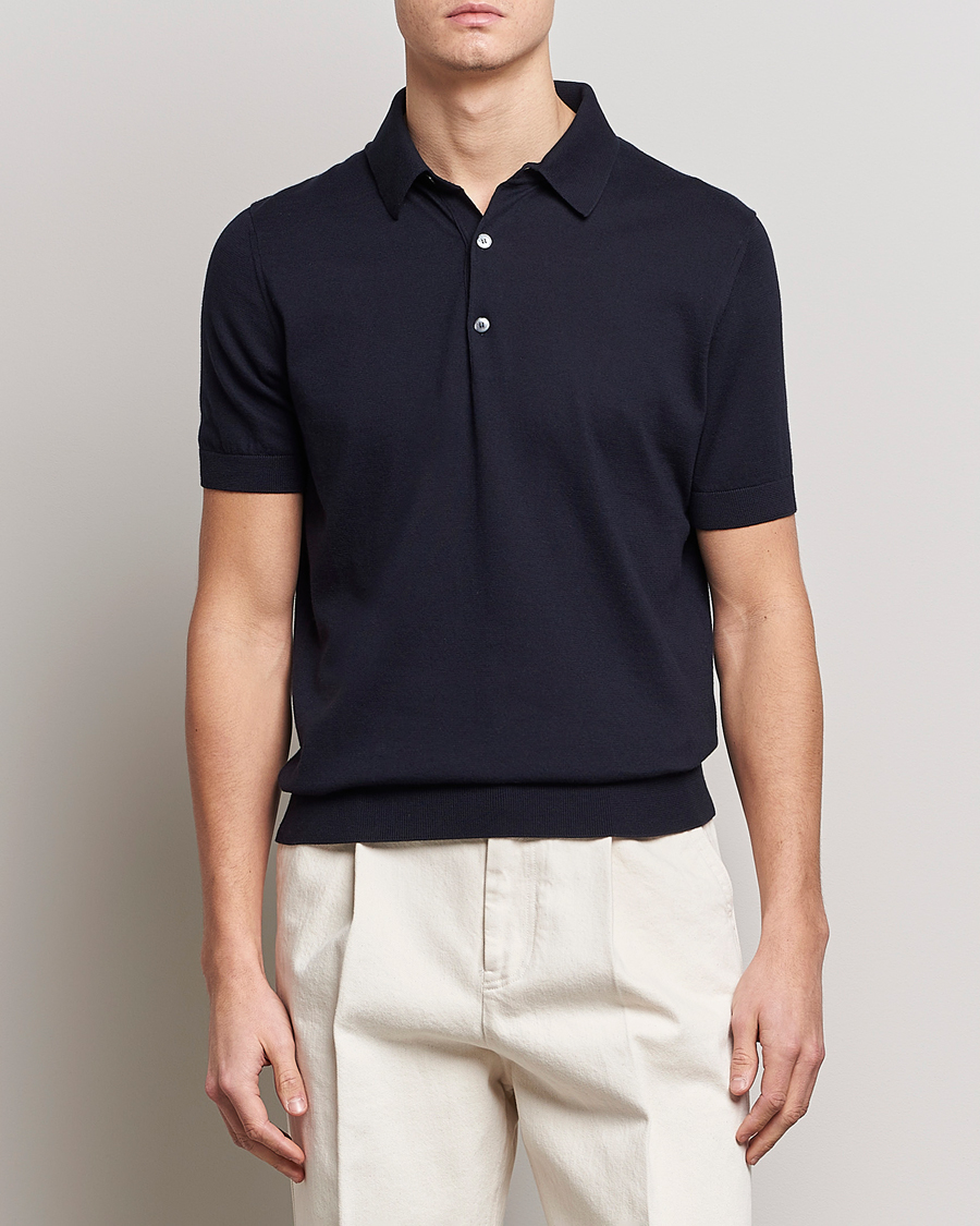 Herre | Zegna | Zegna | Premium Cotton Knitted Polo Navy