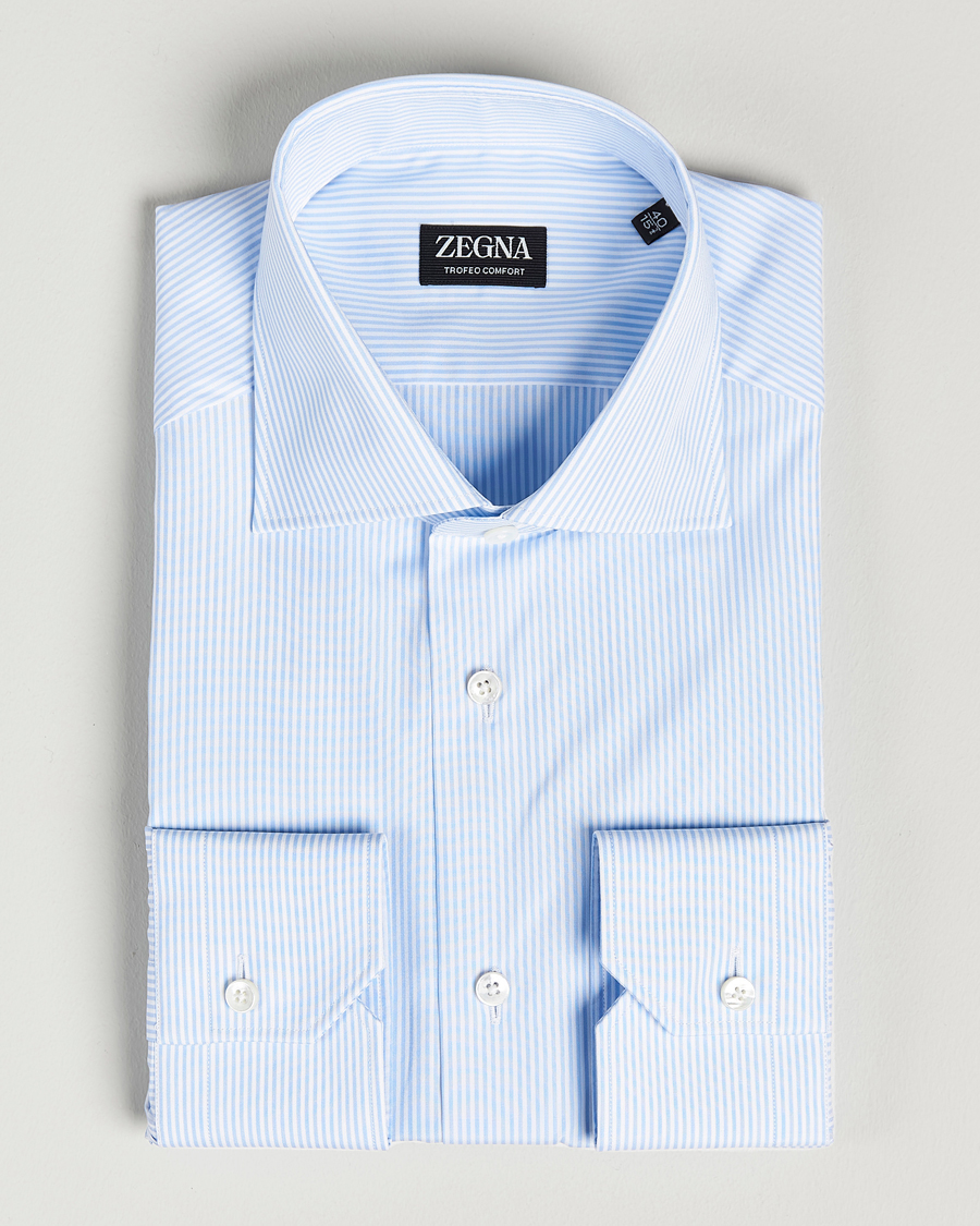 Herre | Skjorter | Zegna | Slim Fit Striped Dress Shirt Light Blue