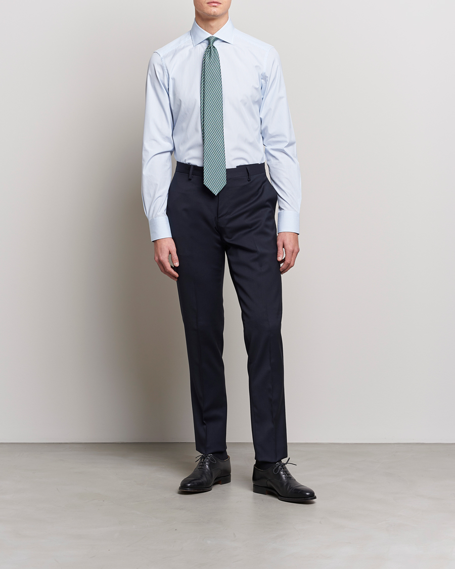 Herre | Skjorter | Zegna | Slim Fit Striped Dress Shirt Light Blue