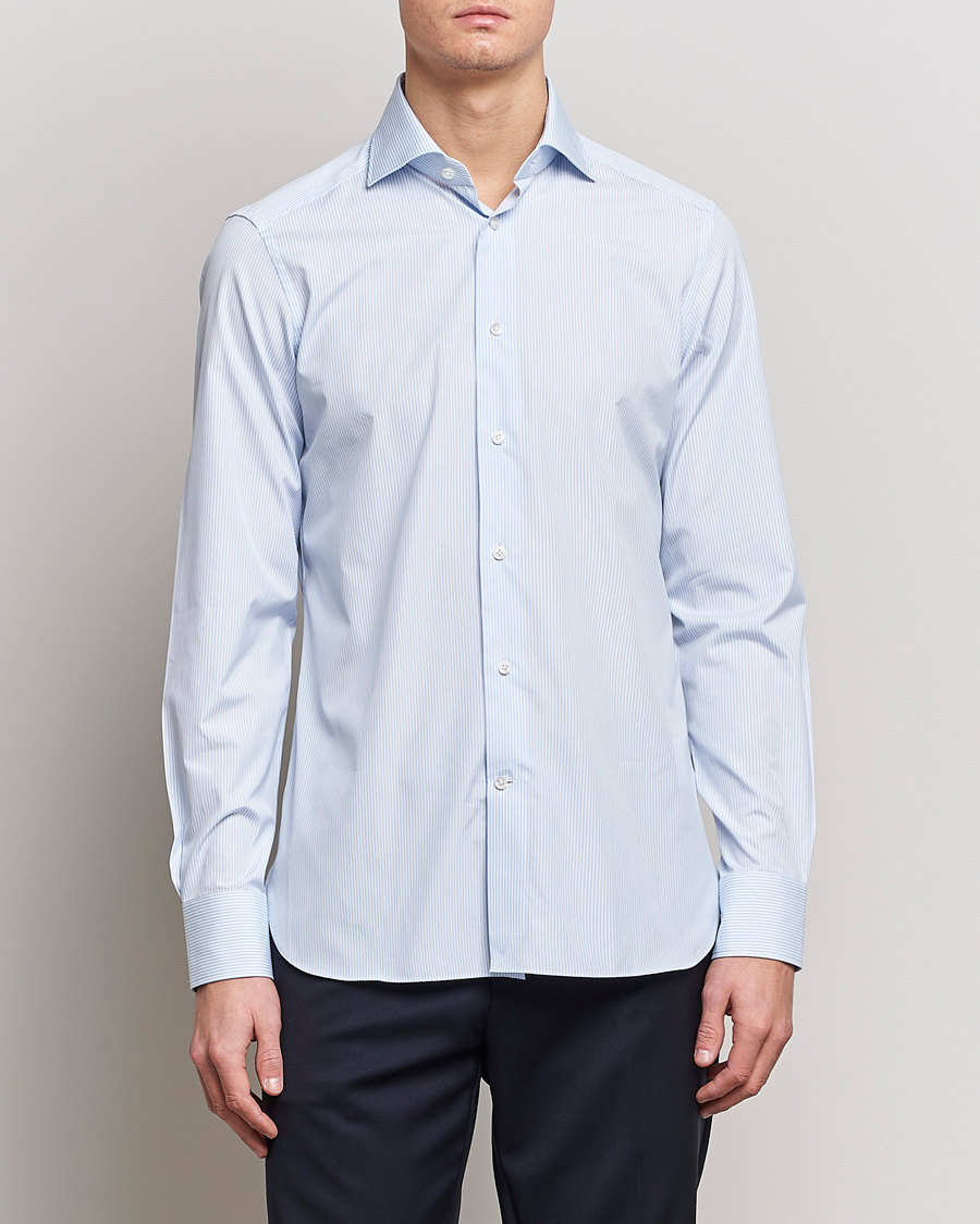 Herre | Skjorter | Zegna | Slim Fit Striped Dress Shirt Light Blue