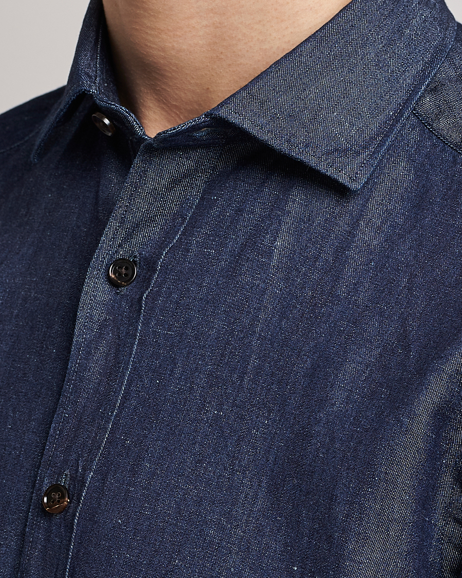 Herre | Skjorter | Zegna | Cotton/Linen Denim Shirt Dark Wash