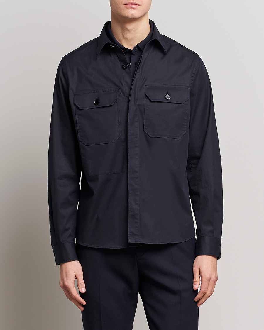 Herre | Skjorter | Zegna | Premium Cotton Overshirt Navy