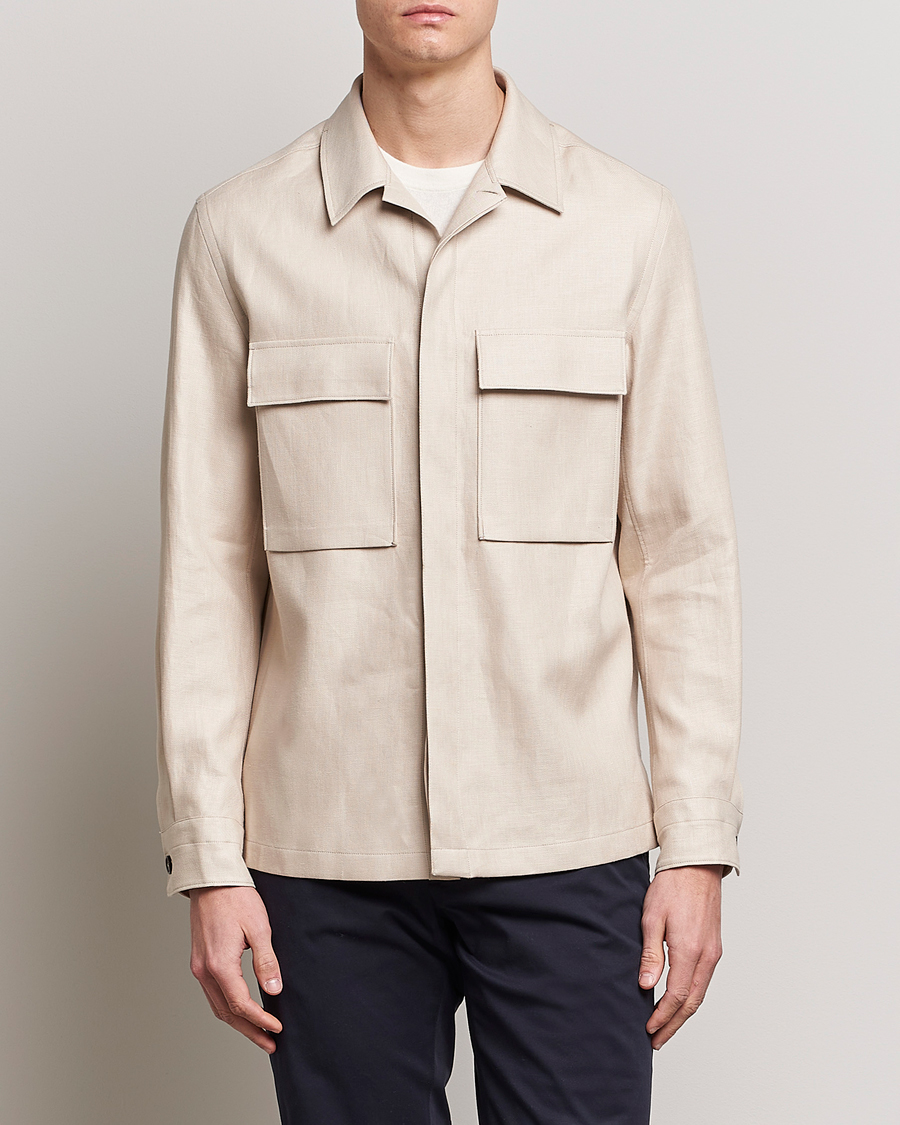 Herre | Luxury Brands | Zegna | Linen Shirt Jacket Beige