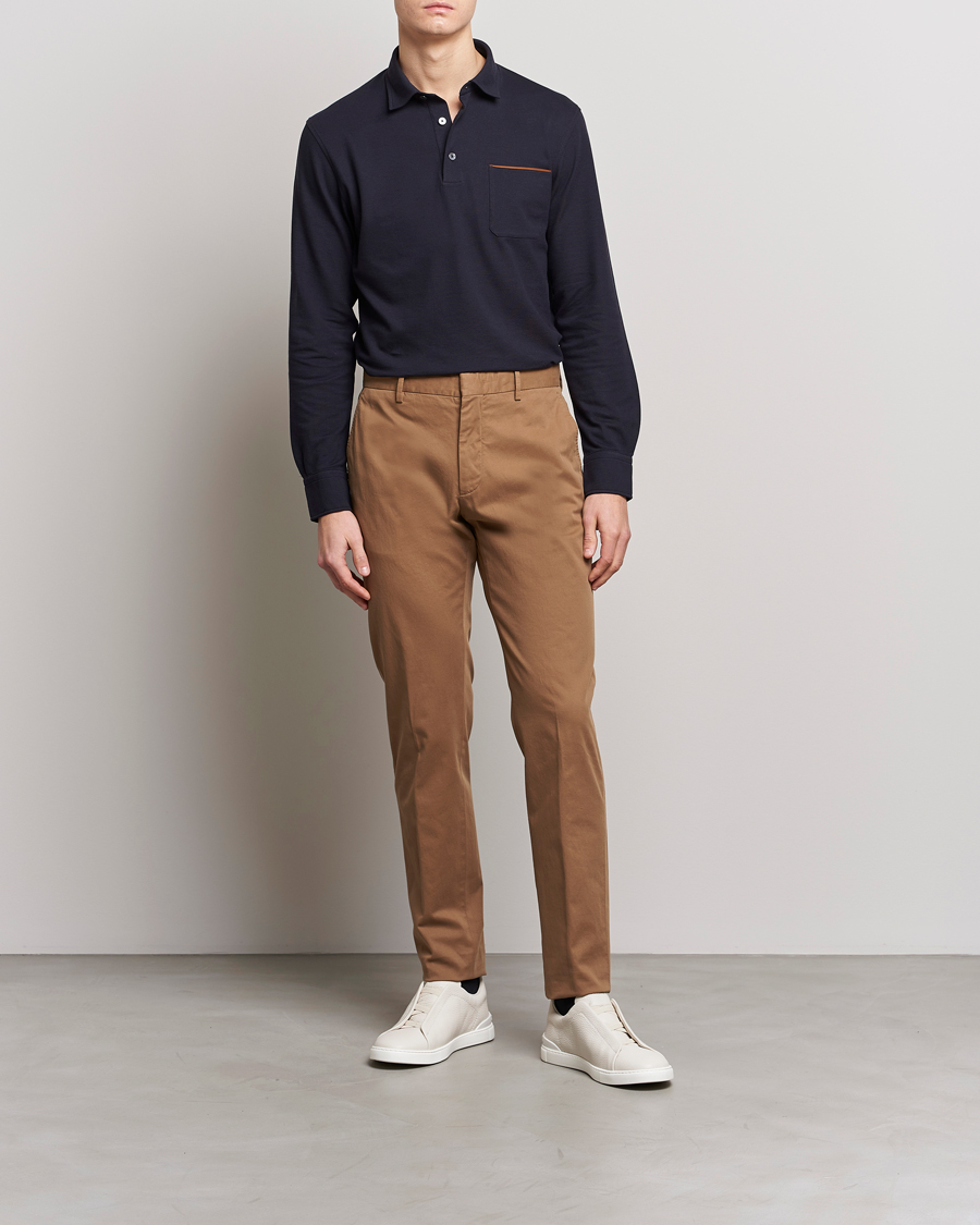 Herre | Bukser | Zegna | Slim Fit Premium Cotton Chinos Khaki